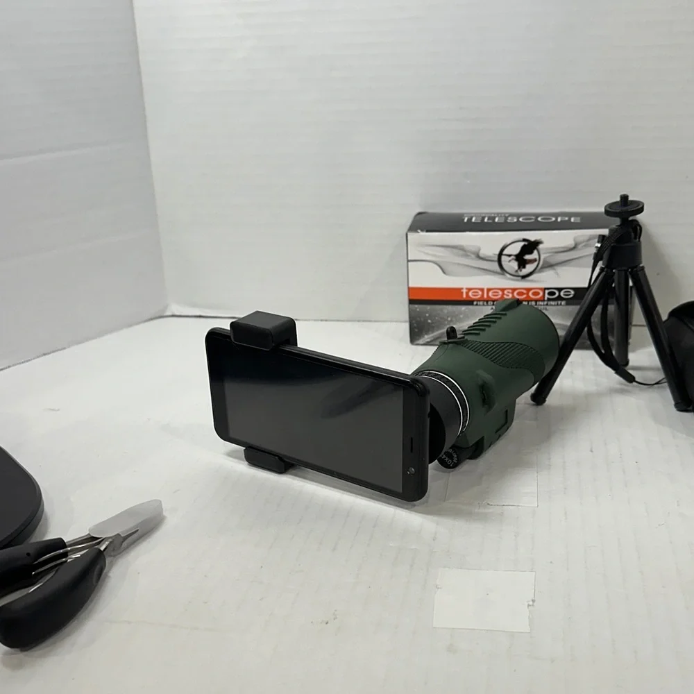 Compact Green Telescope with Tripod and Phone Adapter